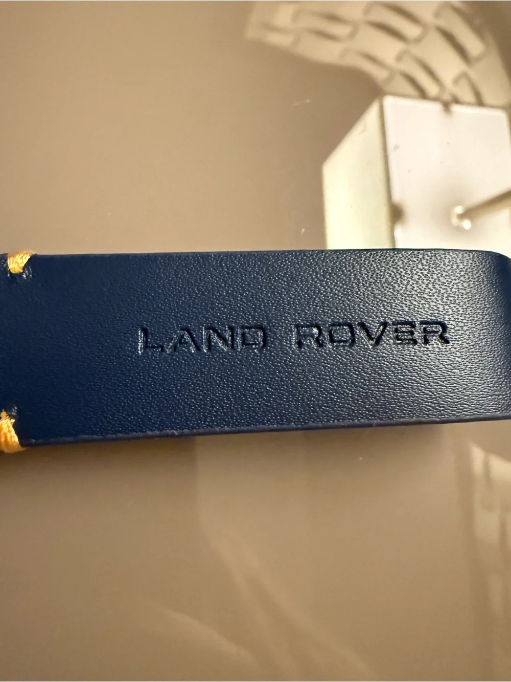 NEW Land Rover Navy Leather Loop Keyring Keychain Genuine